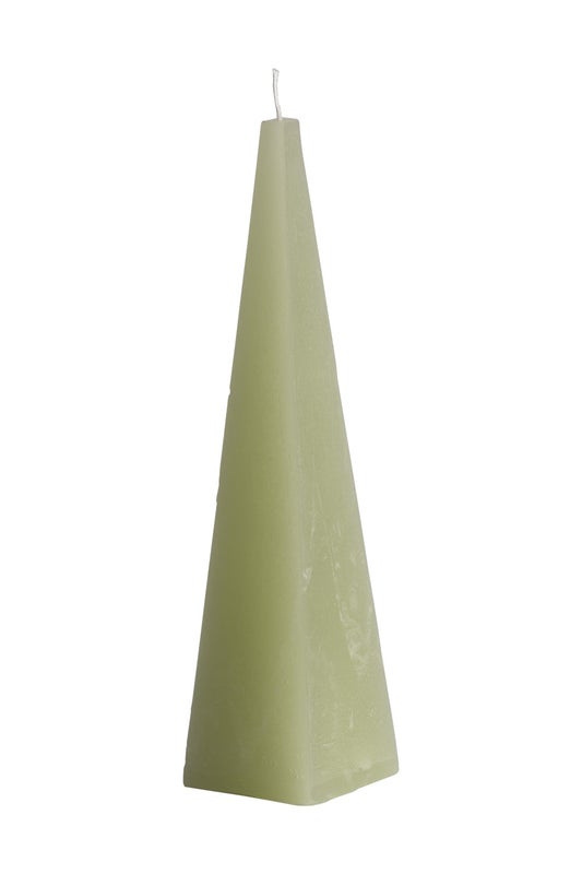 Vaaleanvihre&auml; pyramidin muotoinen p&ouml;yt&auml;kynttil&auml; 6x6x25cm