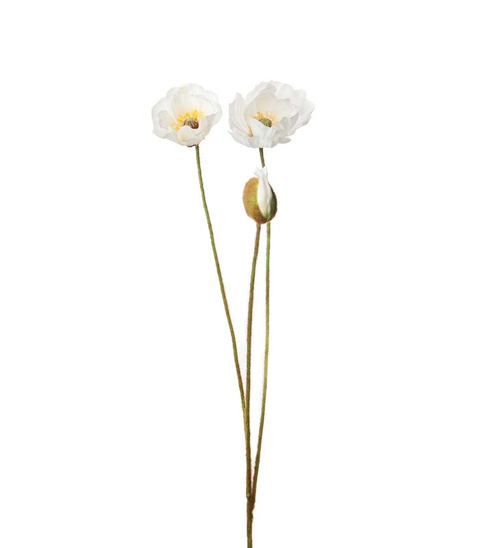 Valkoinen silkkikukka unikko 75cm