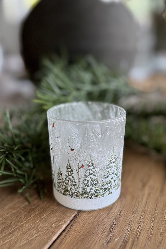 Tuikkulyhty Robin talvimaisemalla 6,2x7,4cm