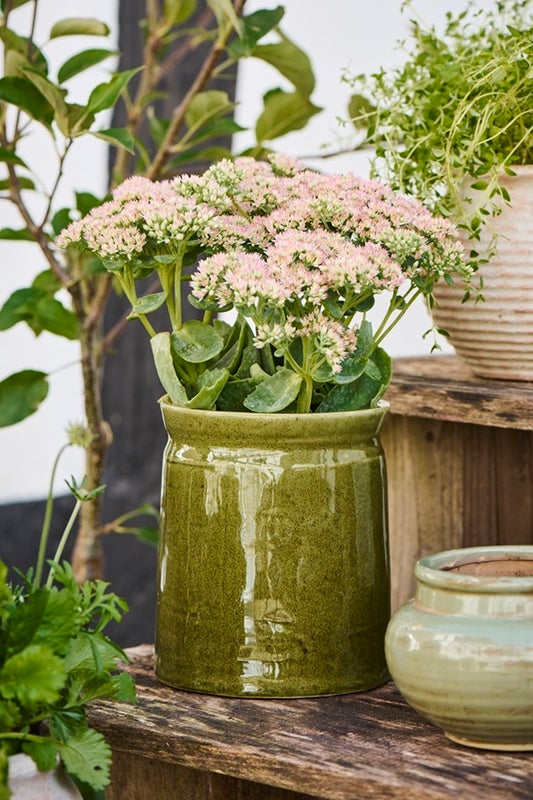 Vihre&auml; Moss keraaminen ruukku kahdessa koossa