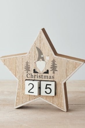 T&auml;hden muotoinen puinen joulukalenteri 15,5x15cm