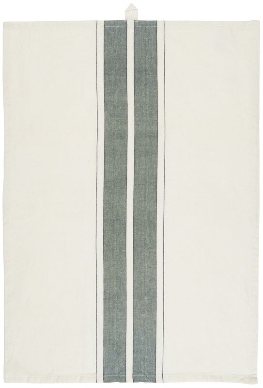 Kerman v&auml;rinen keitti&ouml;pyyhe vihreill&auml; raidoilla 50x70cm