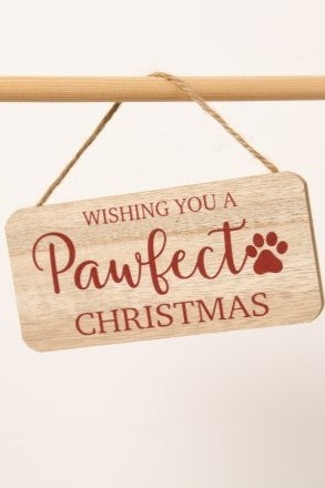 Puinen kyltti Wishing you a Pawfect Christmas