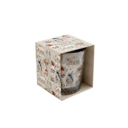 Tuoksukynttil&auml; Xmas Folk lasiastiassa 7x7,5cm