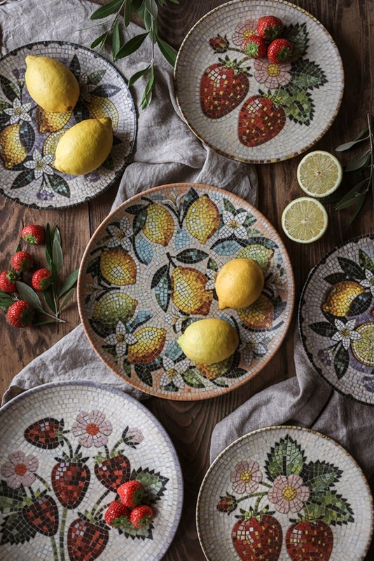 Lautassarja Mosaic Strawberry ja Lemon