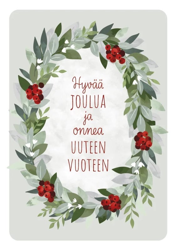 Puolukkakranssi 1-osainen joulukortti