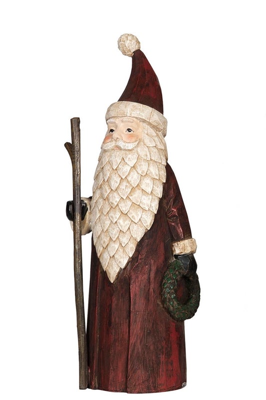 Joulupukki ja kranssi 12x10,5x31cm