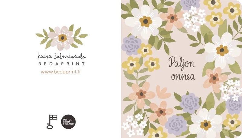 Pakettikortti Bedaprint Paljon Onnea