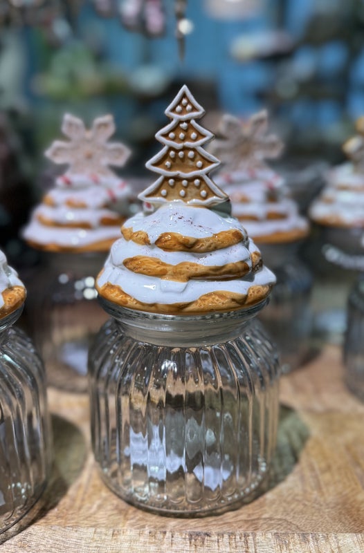 Lasipurkki keraamisella kannella 11x21cm