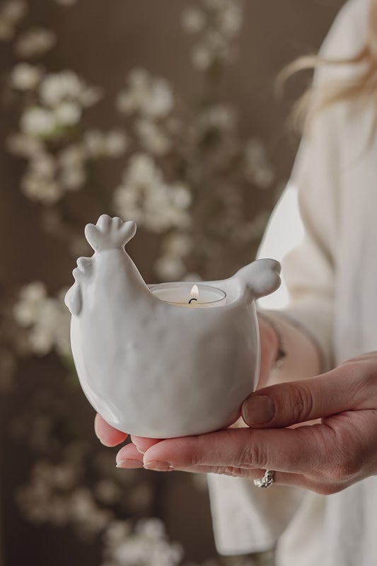 Keraaminen tuikkulyhty Kana ja Kukko