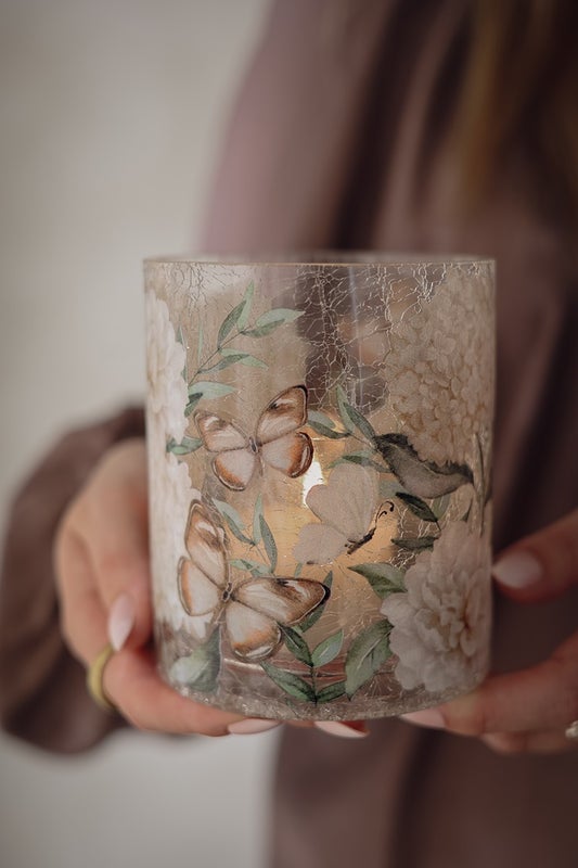 Iso Hortensia & Butterflies lyhty 10x12cm